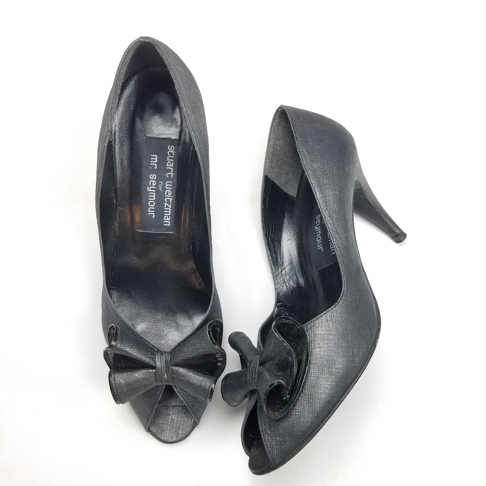 Stuart Weitzman Vintage Peep Toe Bow Pumps
